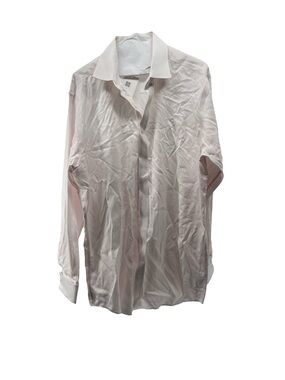 T.M Lewin Men's striped long sleeve dress shirt Size 36 white and pink